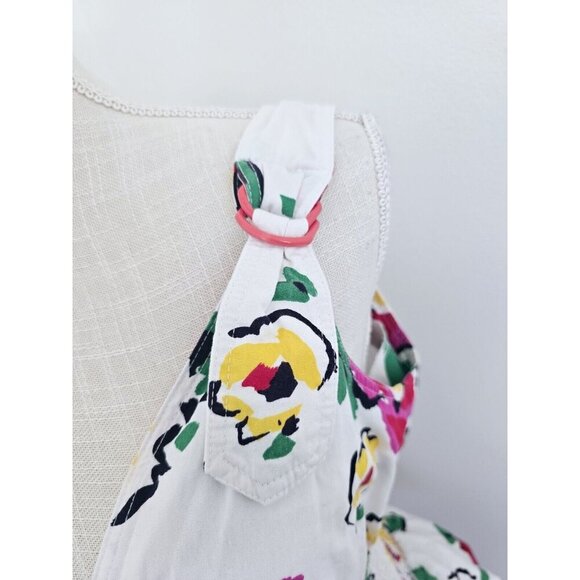 Choon California Cotton Vintage Floral Sleeveless Tiered White Pink Dress 6 XS S - Picture 5 of 14